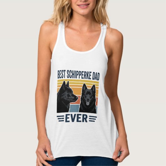 Beste Schipperke Vader Ooit Retro Hond Vector Desi Tanktop (Voorkant)