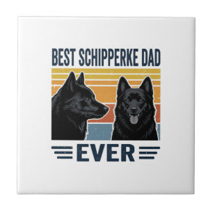 Beste Schipperke Vader Ooit Retro Hond Vector Desi Tegeltje