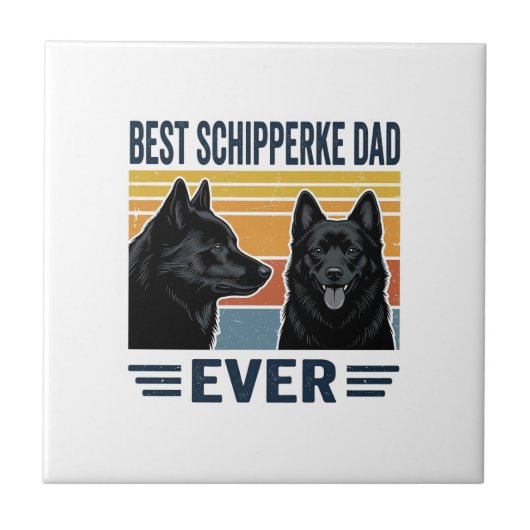 Beste Schipperke Vader Ooit Retro Hond Vector Desi Tegeltje (Voorkant)