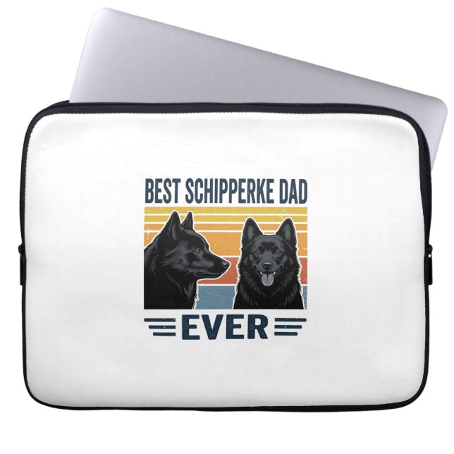 Beste Schipperke-vader ooit Retro-hond Vectorontwe Laptop Sleeve (Voorkant)