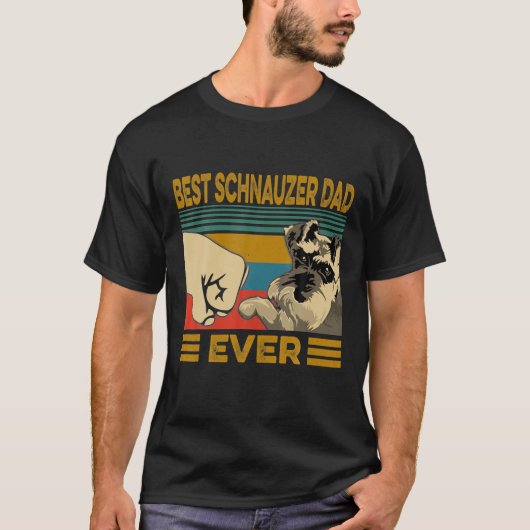 Beste Schnauzer Pap in een recro Vader Dag Gift T-shirt (Voorkant)