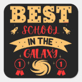 BESTE SCHOOL IN DE GALAXY grappig Vierkante Sticker (Voorkant)