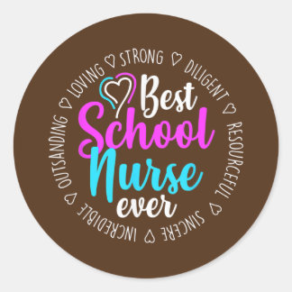 Beste schoolverpleegkundige ooit waardering ronde sticker