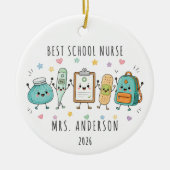 Beste schoolverpleegster gepersonaliseerd ornament (Voorkant)