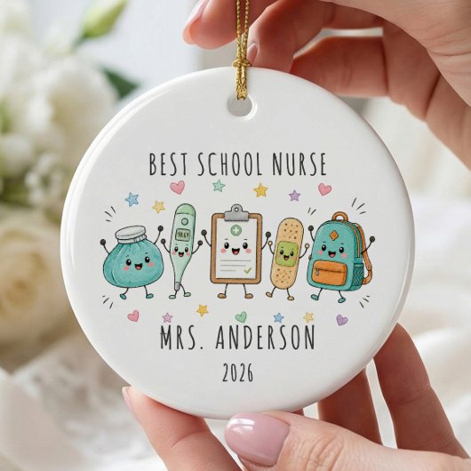 Beste schoolverpleegster gepersonaliseerd ornament