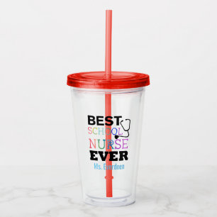 Beste schoolverpleegster ooit gepersonaliseerd acryl drinkbeker