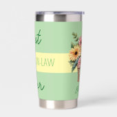 Beste schoondochter ooit gerbera bloemen groen geïsoleerde drinkbeker (Links)