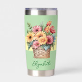 Beste schoondochter ooit gerbera bloemen groen geïsoleerde drinkbeker (Achterkant)