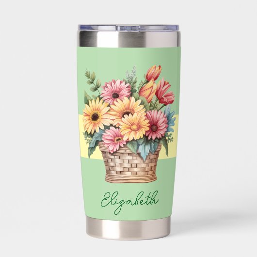 Beste schoondochter ooit gerbera bloemen groen geïsoleerde drinkbeker (Achterkant)