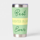 Beste schoondochter ooit gerbera bloemen groen geïsoleerde drinkbeker (Voorkant)