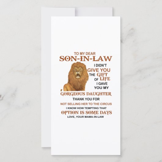 Beste schoonzoon, ik heb u mijn geweldige dochter  bedankkaart (Voorkant)