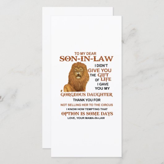 Beste schoonzoon, ik heb u mijn geweldige dochter  bedankkaart (Voorkant / Achterkant)