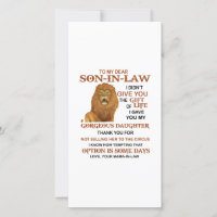 Beste schoonzoon, ik heb u mijn geweldige dochter