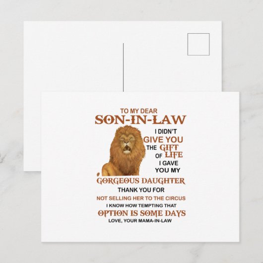 Beste schoonzoon, ik heb u mijn geweldige dochter briefkaart (Voorkant / Achterkant)