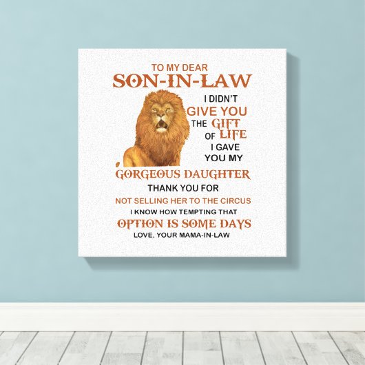 Beste schoonzoon, ik heb u mijn geweldige dochter canvas afdruk (Insitu (Houten vloer))