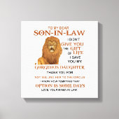 Beste schoonzoon, ik heb u mijn geweldige dochter canvas afdruk (Voorkant)