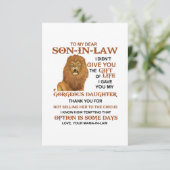 Beste schoonzoon, ik heb u mijn geweldige dochter  informatiekaartje (Staand voorkant)