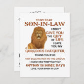 Beste schoonzoon, ik heb u mijn geweldige dochter  kaart (Voorkant / Achterkant)