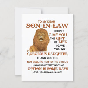 Beste schoonzoon, ik heb u mijn geweldige dochter  kaart