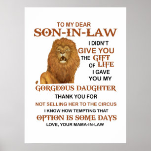 Beste schoonzoon, ik heb u mijn geweldige dochter  poster