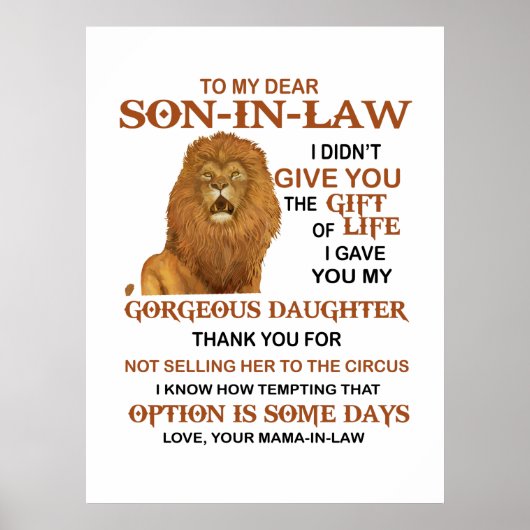 Beste schoonzoon, ik heb u mijn geweldige dochter poster (Voorkant)