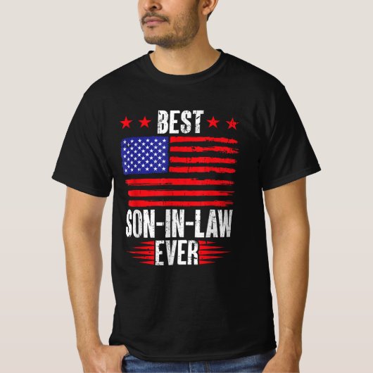 Beste schoonzoon ooit reünie Amerikaanse vlag T-shirt (Voorkant)
