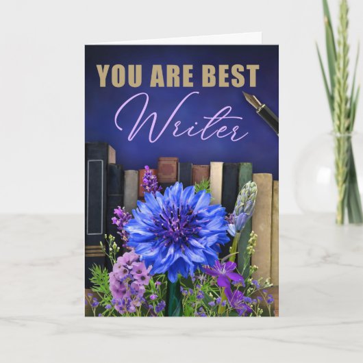 Beste Schrijver Boek Thema Wenskaart voor een Aute Kaart (Voorkant)