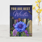 Beste Schrijver Boek Thema Wenskaart voor een Aute Kaart (Gele Bloem)