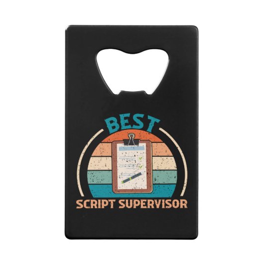 Beste Script Supervisor Retro - Film Crew Gift Creditkaart Flessenopener (Voorkant)