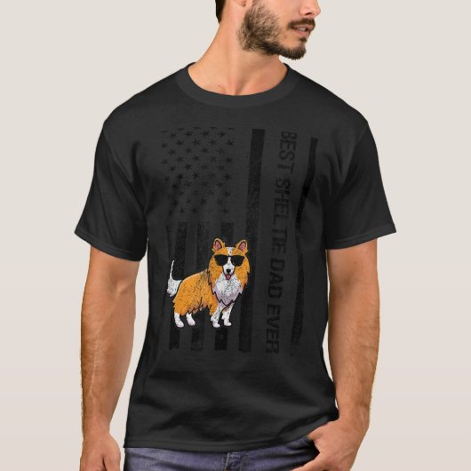 Beste Sheltie Dad Ooit Vlag van de VS Funny Shetla T-shirt (Voorkant)