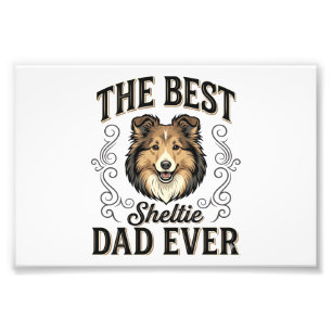 Beste Sheltie-papa ooit Vintage-hondenliefhebberde Foto Afdruk