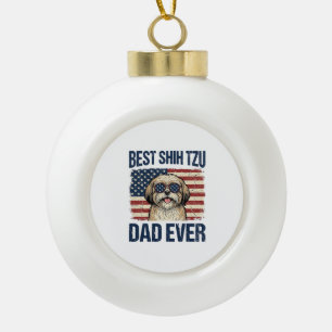 Beste Shih Tzu vader ooit Patriotische hond Keramische Bal Ornament