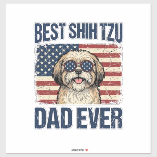 Beste Shih Tzu vader ooit Patriotische hond Sticker (Vel)