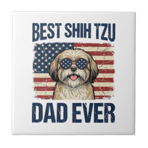 Beste Shih Tzu vader ooit Patriotische hond Tegeltje