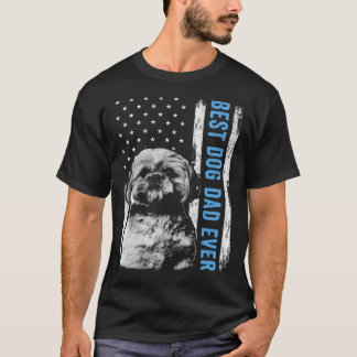 Beste Shih Tzu vader ooit vintage Amerikaanse vlag T-shirt