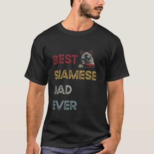 Beste Siamese Kat Vader Ooit Retro Cool T-shirt (Voorkant)