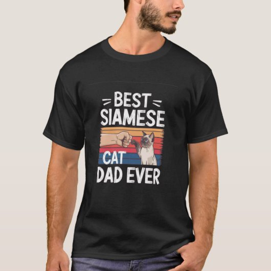 Beste Siamese Kat Vader Ooit Retro Zonsondergang T-shirt (Voorkant)