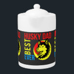 Beste Siberian Husky Pap Ooit, hond Pap Theepot<br><div class="desc">Siberian Husky Dad, Dog Dad, Husky Dad is een schattig husky design voor mannen die husky dads zijn.Funny husky shirt is een husky lovers gift, maakt een gave van een coole husky dog voor husky owner.Siberian husky dog , grafisch T shirt shows is een schattige husky puppy dog als cartoon...</div>