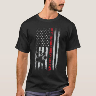 Beste Siberische Husky Vader Ooit Usa Vlag Vintage T-shirt