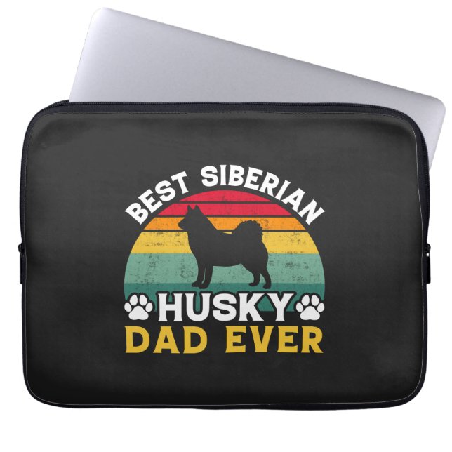 Beste Siberische Husky-vader ooit, Vaderdag Tribut Laptop Sleeve (Voorkant)