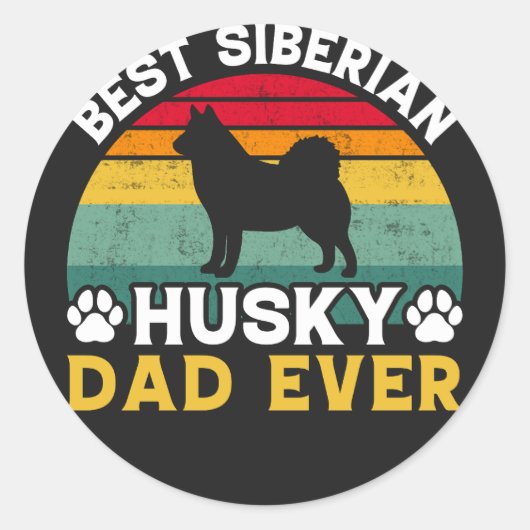 Beste Siberische Husky-vader ooit, Vaderdag Tribut Ronde Sticker (Voorkant)
