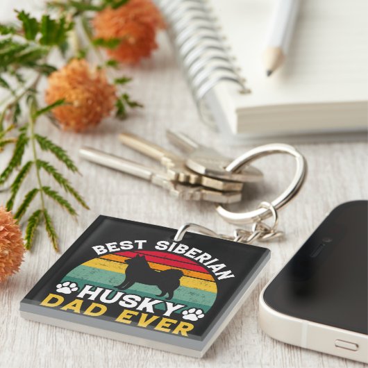 Beste Siberische Husky-vader ooit, Vaderdag Tribut Sleutelhanger (Voorkant Rechts)