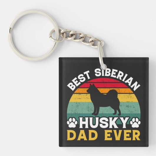 Beste Siberische Husky-vader ooit, Vaderdag Tribut Sleutelhanger (voorkant)