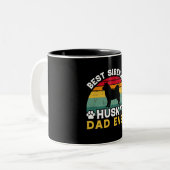 Beste Siberische Husky-vader ooit, Vaderdag Tribut Tweekleurige Koffiemok (Voorkant links)