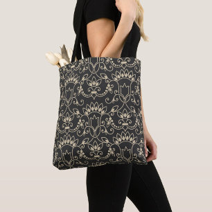Beste sierlijke Damask naadloos patroon Tote Bag
