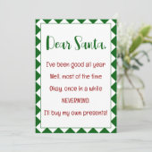 Beste Sinterklaas, ik koop mijn eigen spullen Funn Kaart (Staand voorkant)