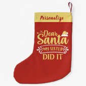 Beste Sinterklaas, mijn zus deed het Grappige gepe Kleine Kerstsok (Achterkant)