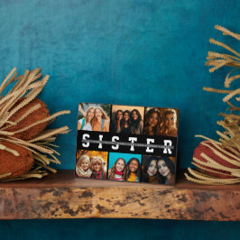 Beste Sister Script Collage Foto & Namen Fotoplaat