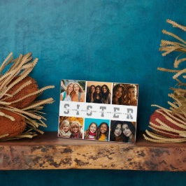 Beste Sister Script Collage Foto & Namen Fotoplaat