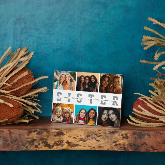 Beste Sister Script Collage Foto & Namen Fotoplaat (Zijkant)